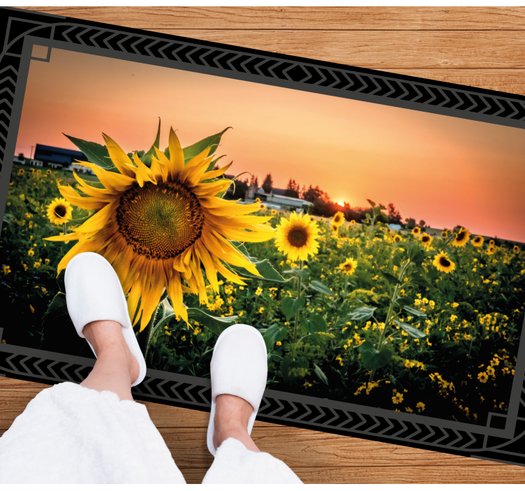 Sunflower sunset floral vinyl rug - TenStickers