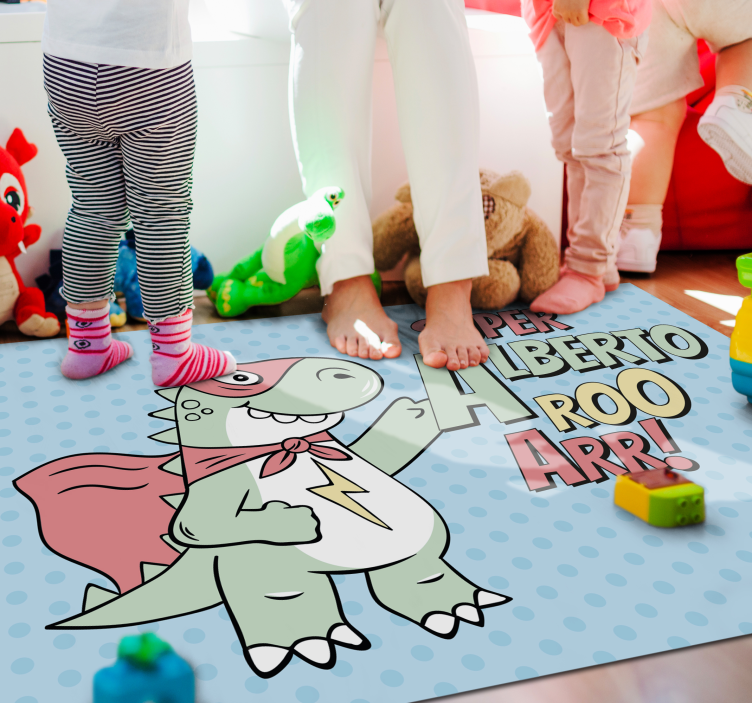 Superhero Dinosaur kids vinyl rug - TenStickers