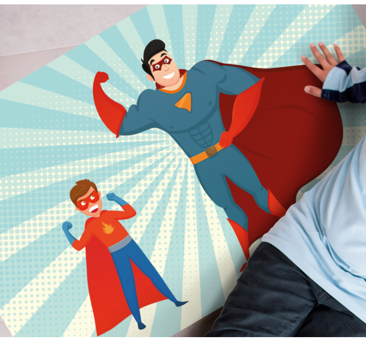 Superhero Duo kids vinyl rug - TenStickers