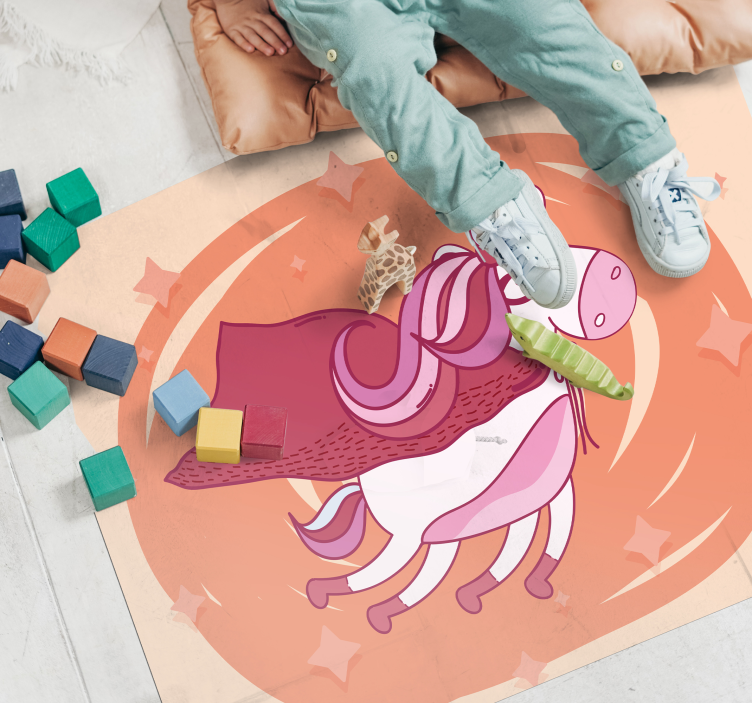 Superhero Unicorn nursery vinyl rug - TenStickers