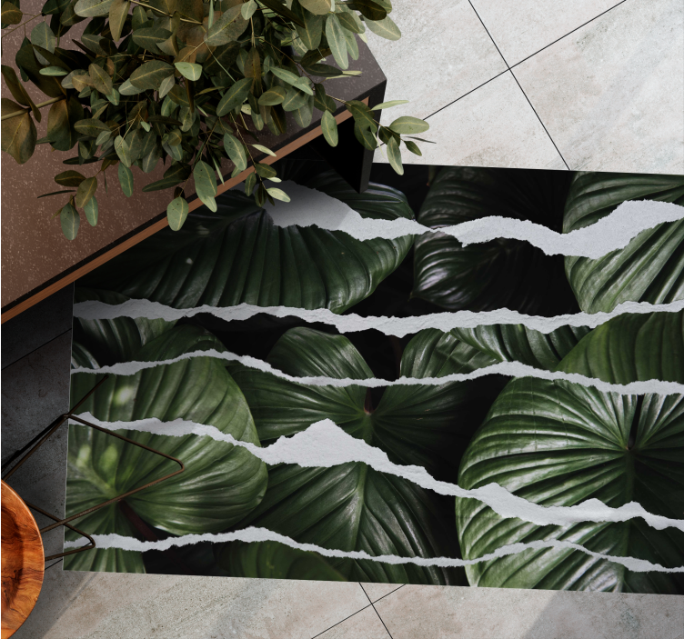 Torn Leaf Pattern nature vinyl rug - TenStickers