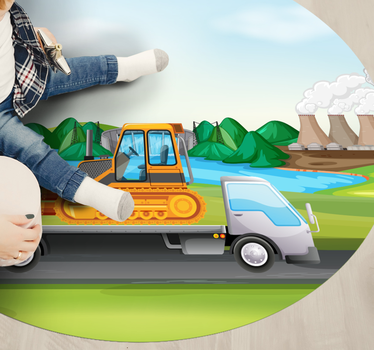 Tractors and Trucks Road road rug - TenStickers