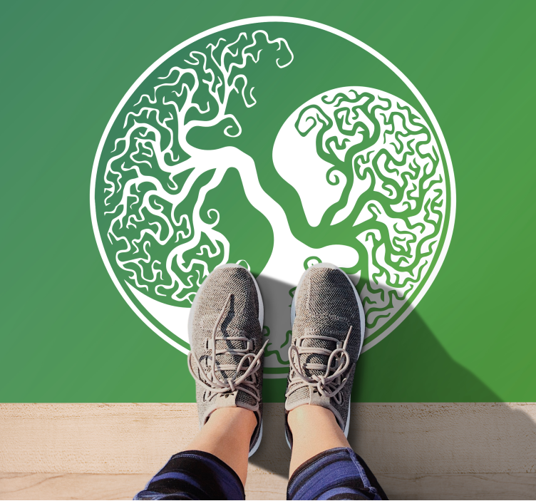 Tree Silhouette Circle nature vinyl rug - TenStickers