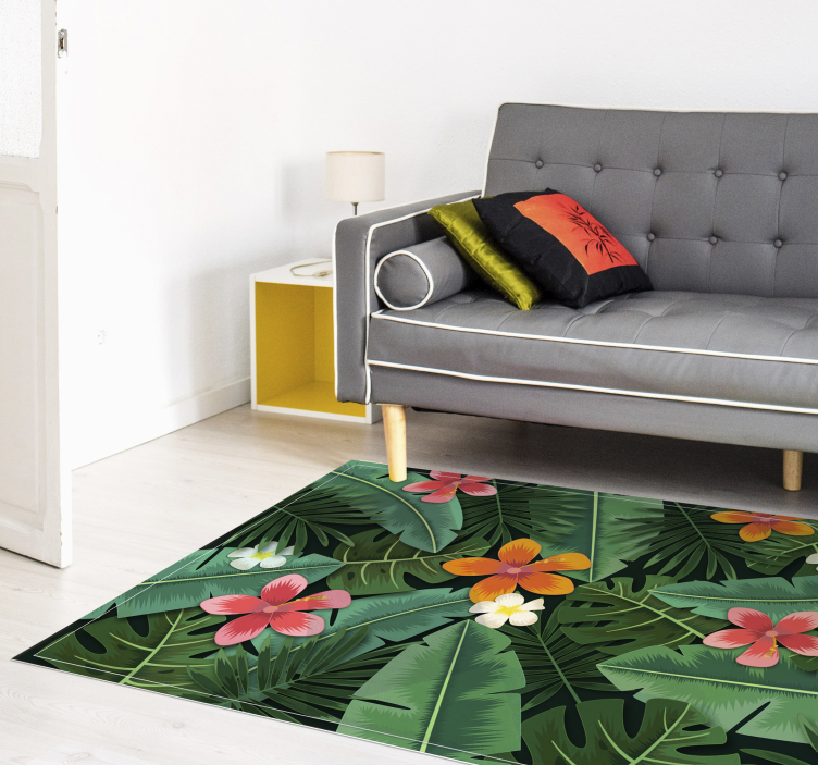 Tropical Floral Ensemble floral vinyl rug - TenStickers