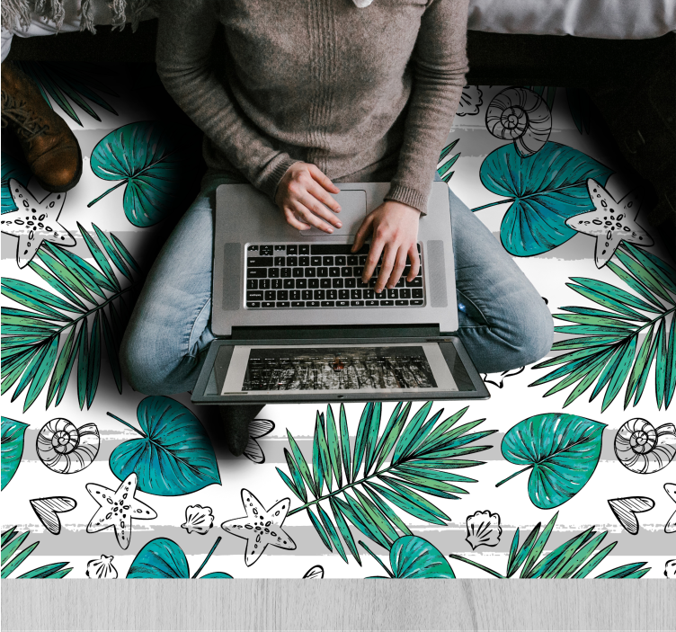 Tropical Leaf Illustrations nature vinyl rug - TenStickers