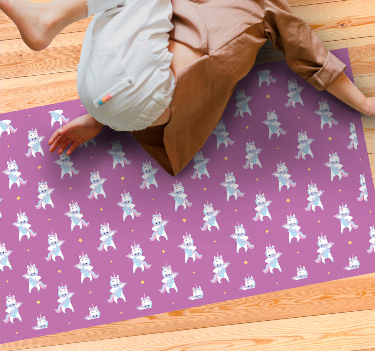 Unicorn Adventure Theme kids vinyl rug - TenStickers