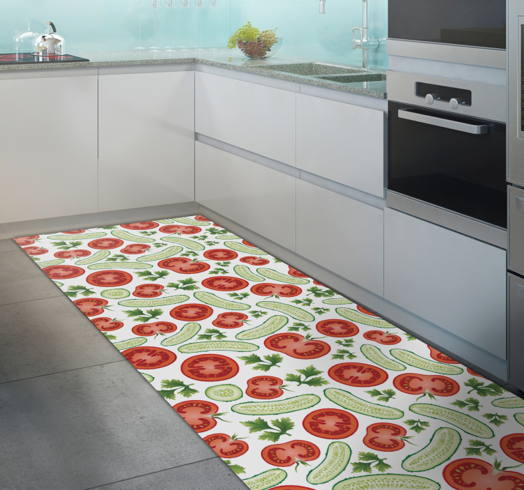 Vegetable Motif kitchen vinyl rug - TenStickers