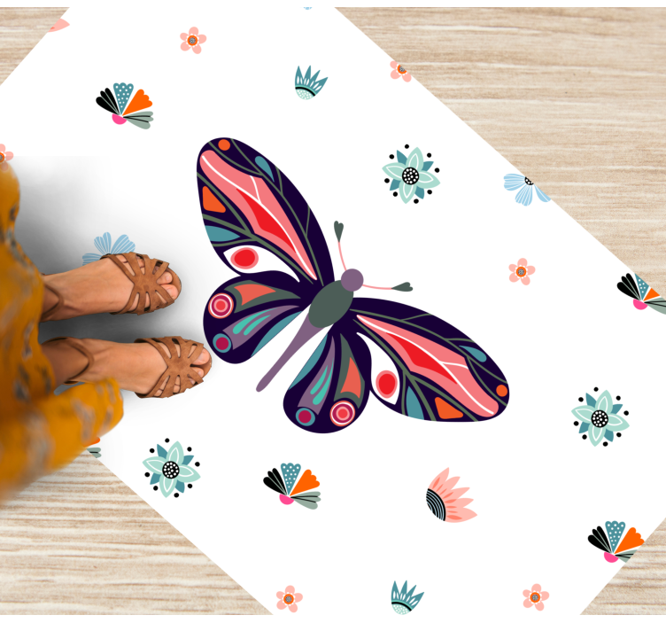 Vibrant butterfly illustration animal vinyl rug - TenStickers