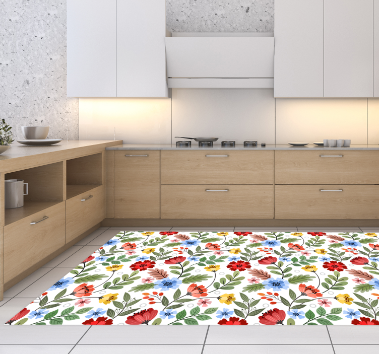 Vibrant colorful pattern floral vinyl rug - TenStickers