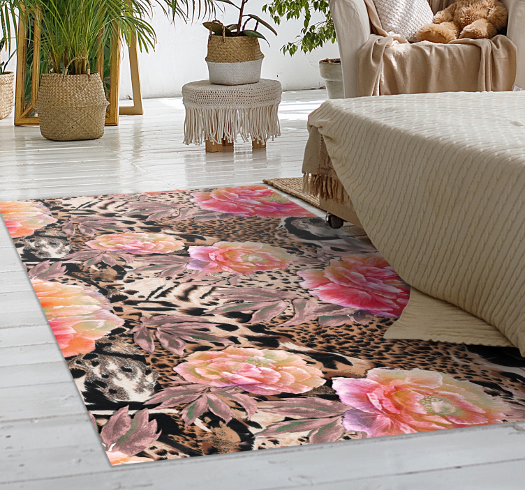 Colorful painted roses floral vinyl rug - TenStickers