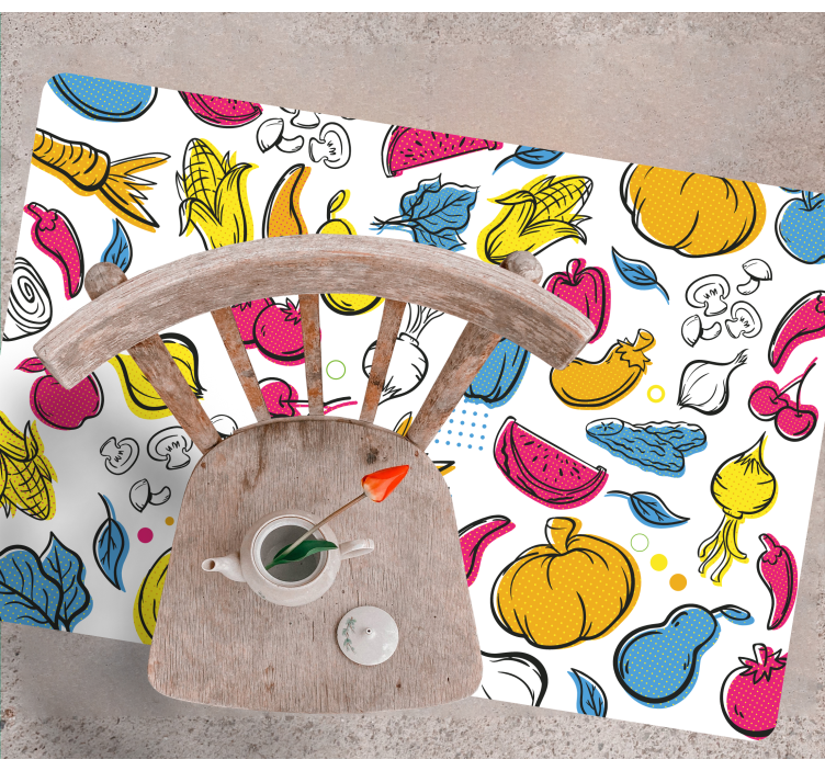 Vibrant fruit illustration kitchen vinyl rug - TenStickers