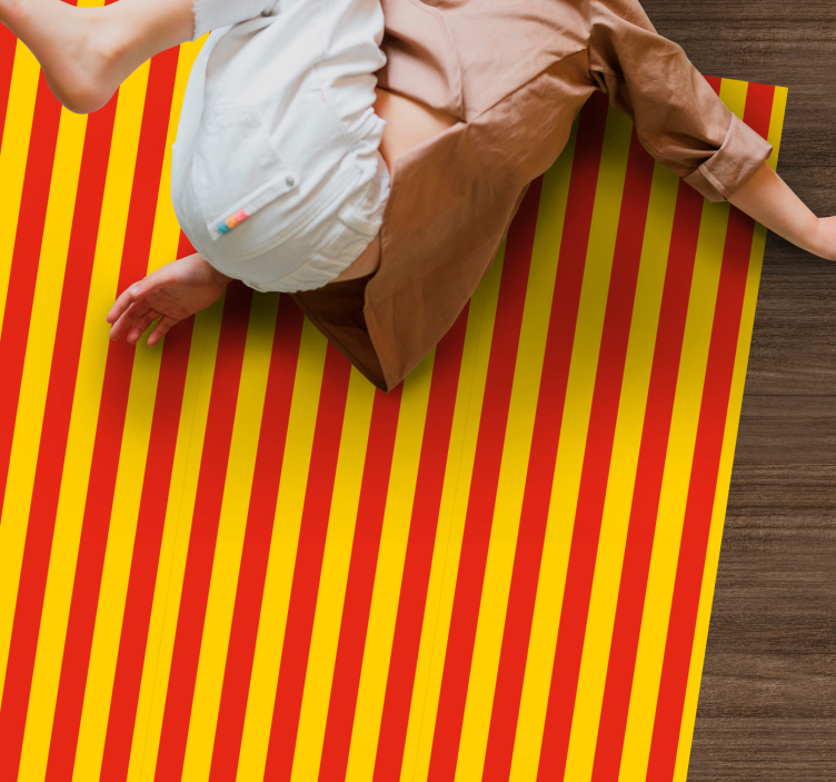 Vertical red and yellow striped vinyl rug - TenStickers