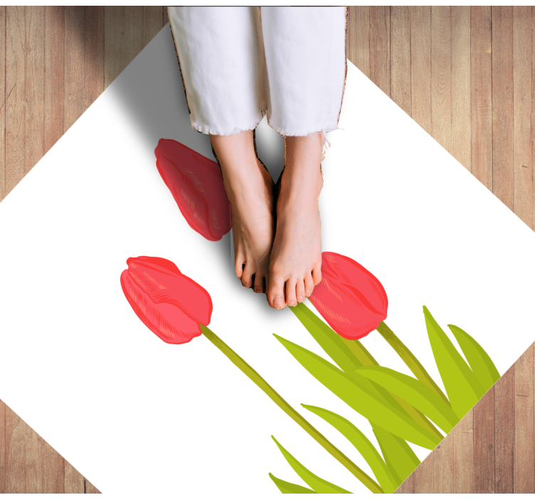 Vibrant Tulip Blossom floral vinyl rug - TenStickers