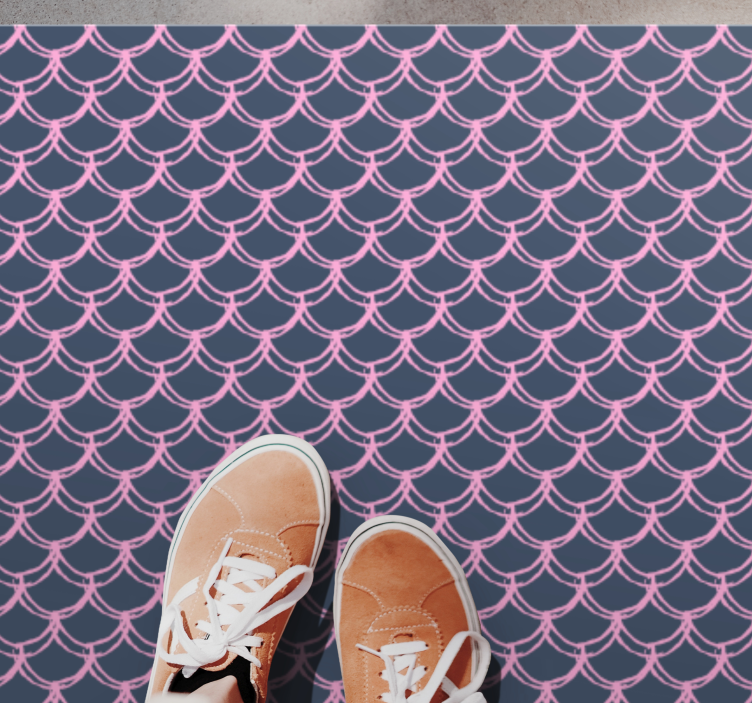 Pink scallop lines bathroom vinyl rug - TenStickers