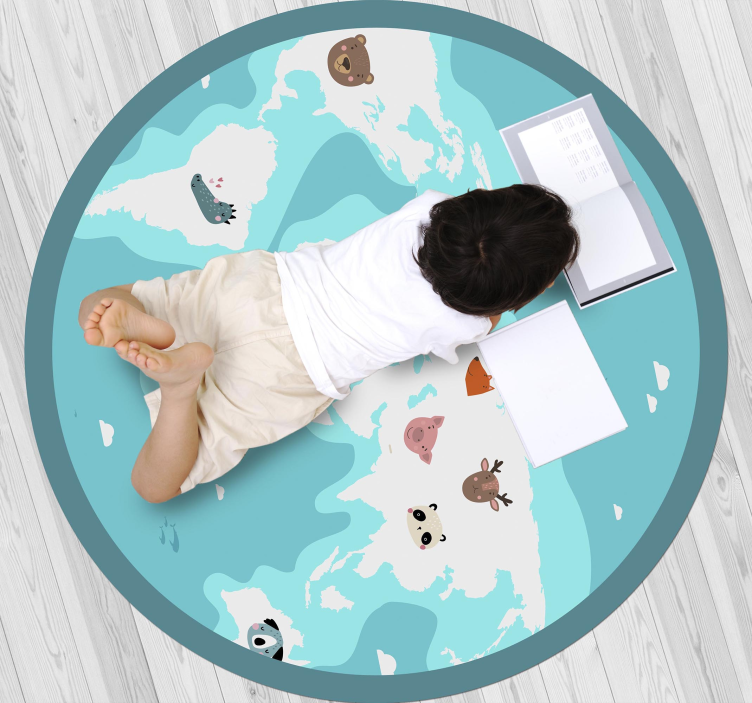 World animal map kids vinyl rug - TenStickers