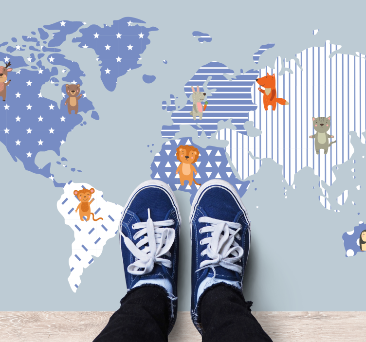 World Map Adventure kids vinyl rug - TenStickers