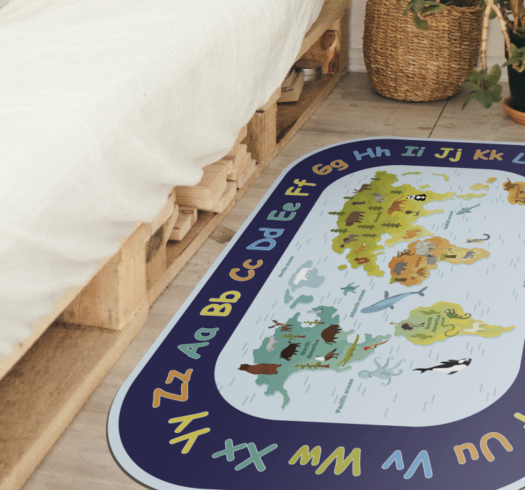 World Map Learning alphabet vinyl rug - TenStickers