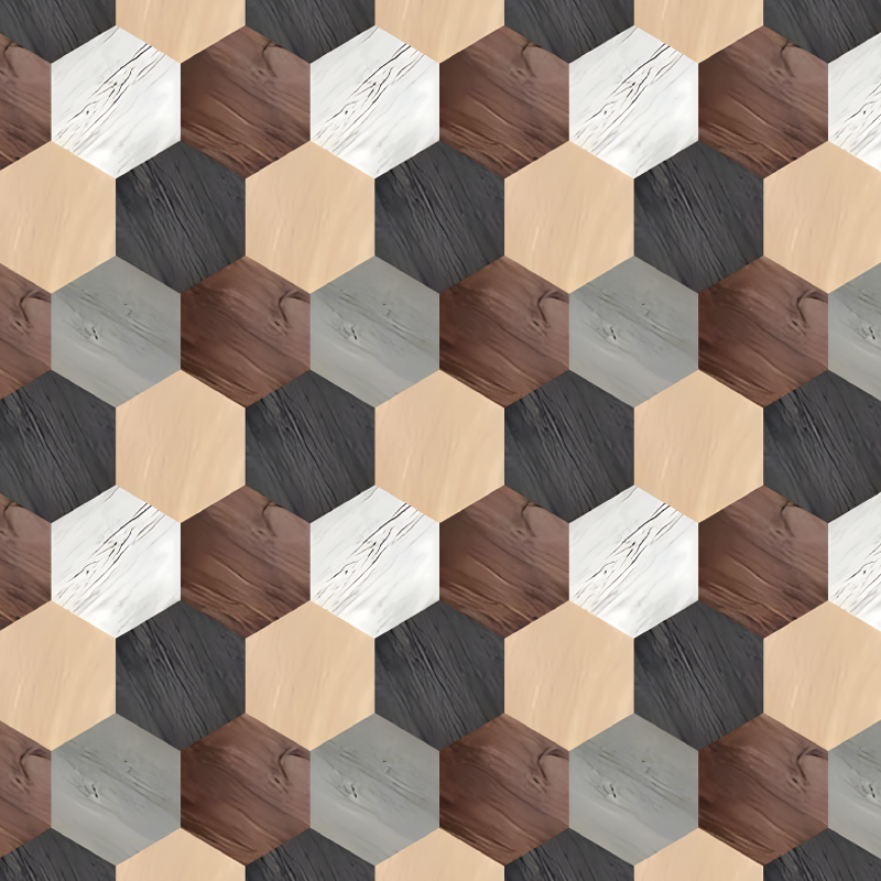 Kitchen vinyl rug in mixed wood hexagons - TenStickers
