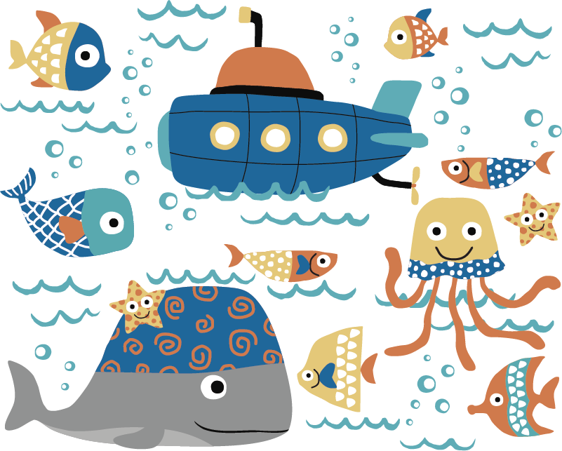 Animal vinyl rug with marine designs - TenStickers