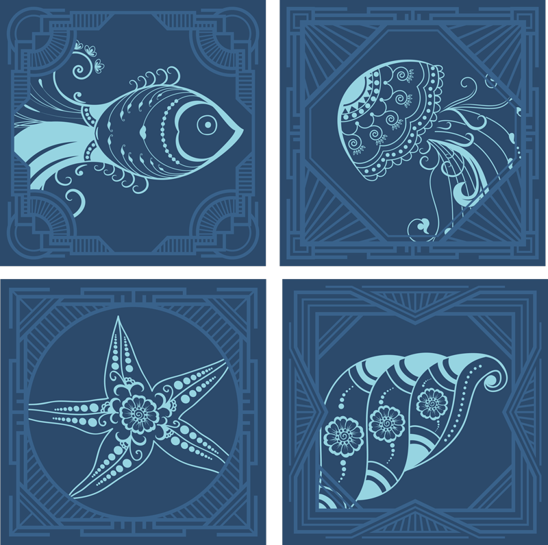 Animal vinyl rug ornamental sea life design - TenStickers
