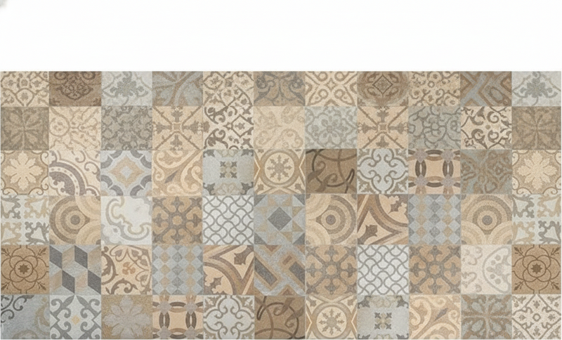 Earthy rustic collage kitchen vinyl rug - TenStickers