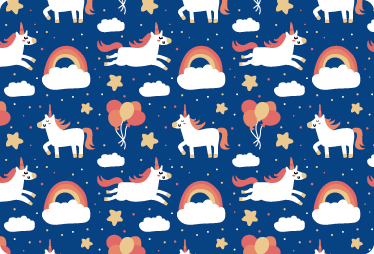 Animal vinyl rug white unicorns for kids - TenStickers