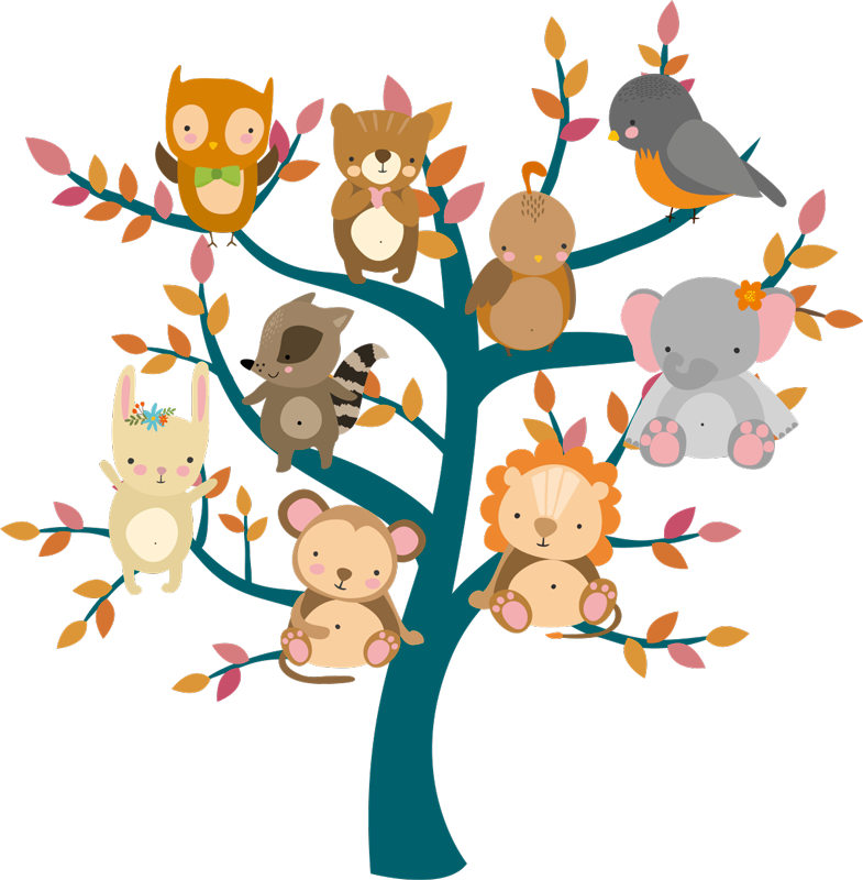 Animal vinyl rug tree with animals - TenStickers