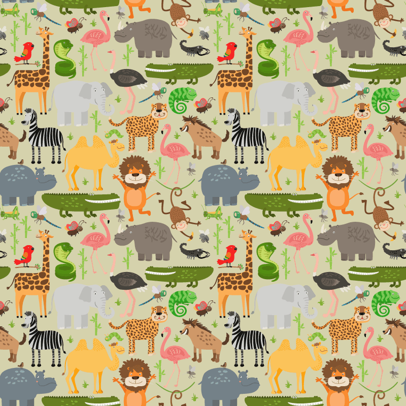 Animal vinyl rug with jungle animal design - TenStickers