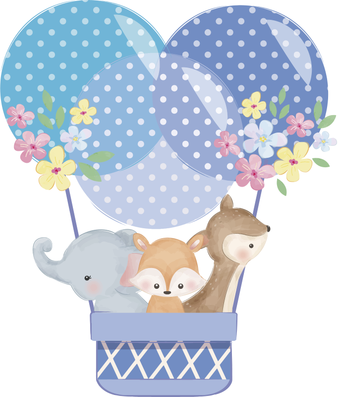 Animal vinyl rug watercolor animals balloon - TenStickers