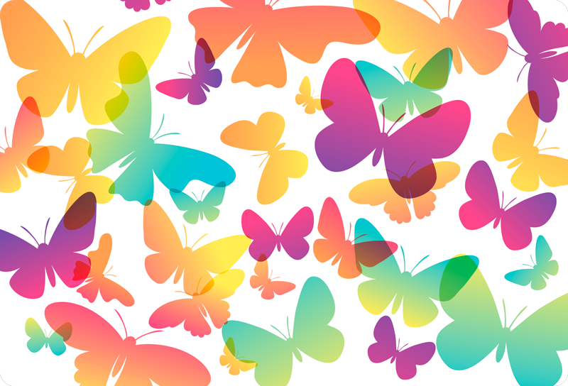Animal vinyl rug gradient butterflies design - TenStickers