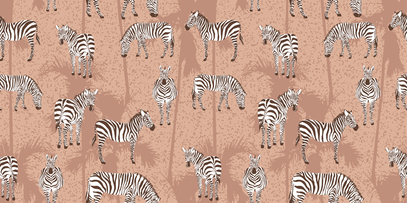 Animal vinyl rug zebra and palms brown decor - TenStickers
