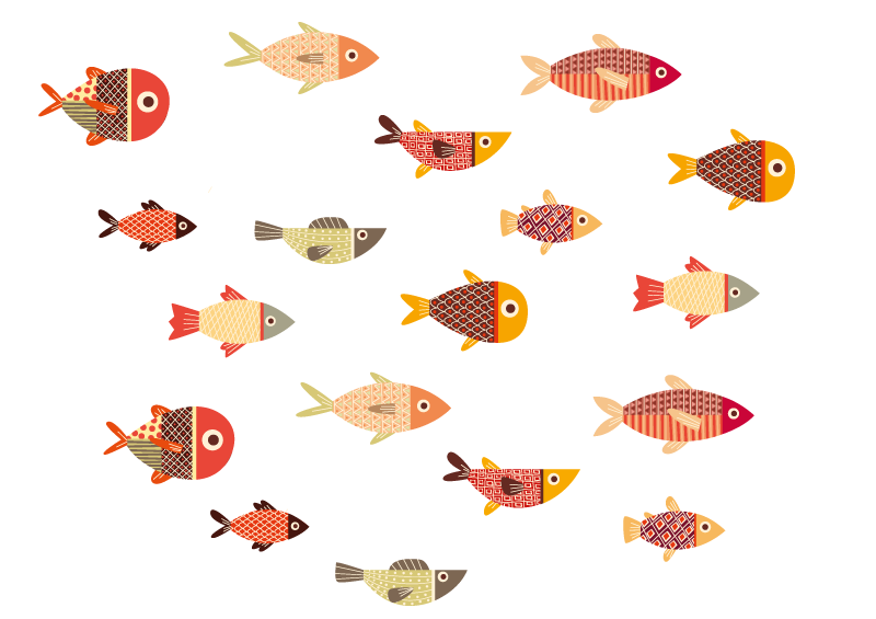 Round colourful fish animal vinyl rug - TenStickers