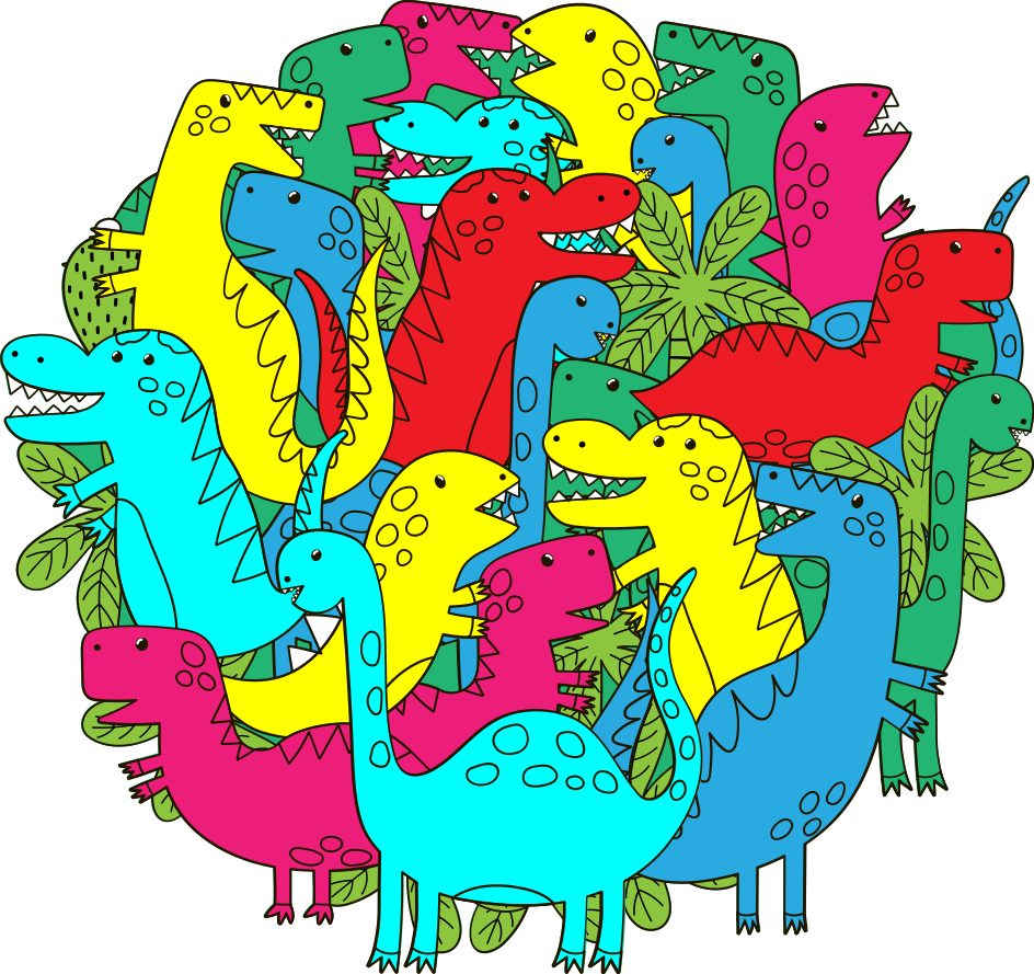 Round colorful dinosaur animal vinyl rug - TenStickers