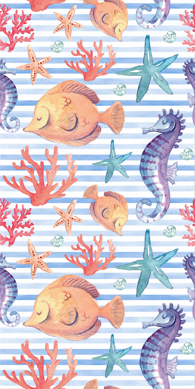 Sea life tiles animal vinyl rug - TenStickers
