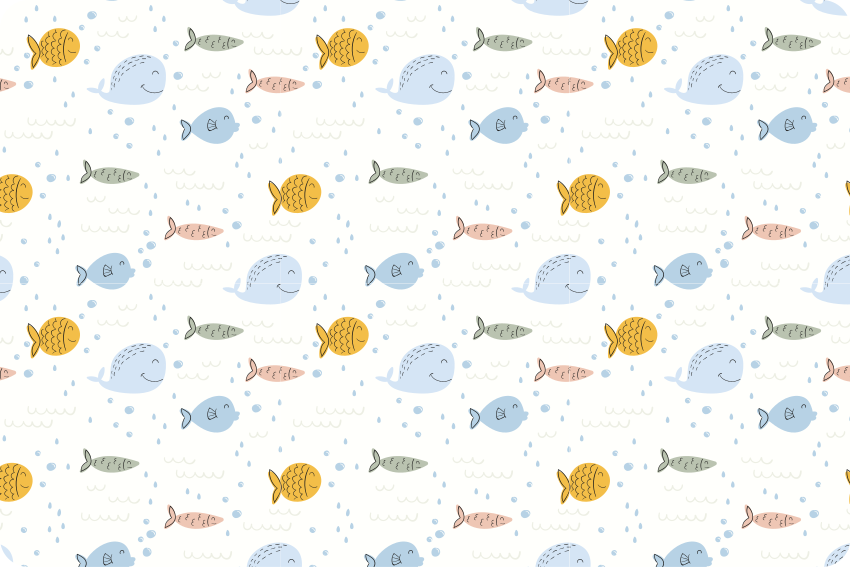 Animal vinyl rug cartoon multicolor fish - TenStickers