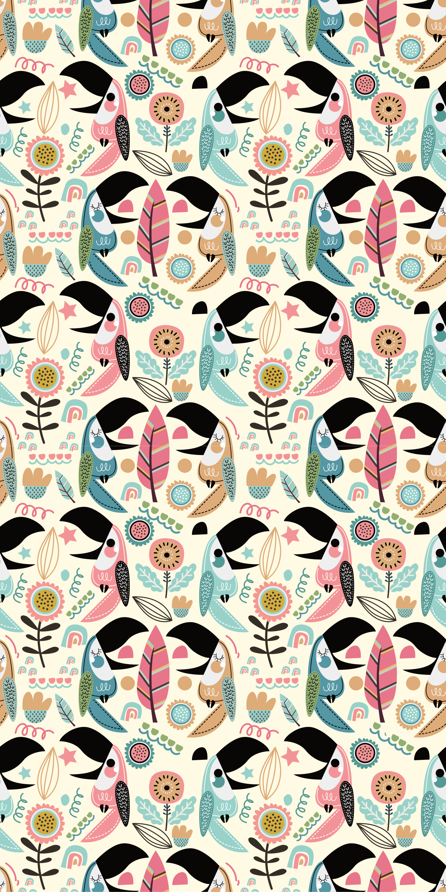 Animal vinyl rug with blue nordic pastel leaves - TenStickers