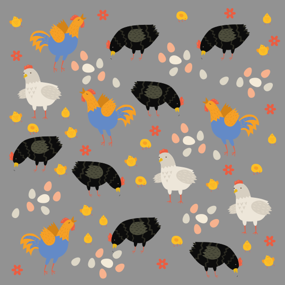 Animal vinyl rug chickens in the pen design - TenStickers