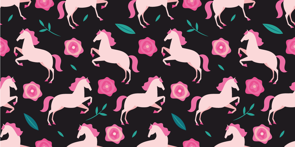 Animal vinyl rug with floral horse design - TenStickers