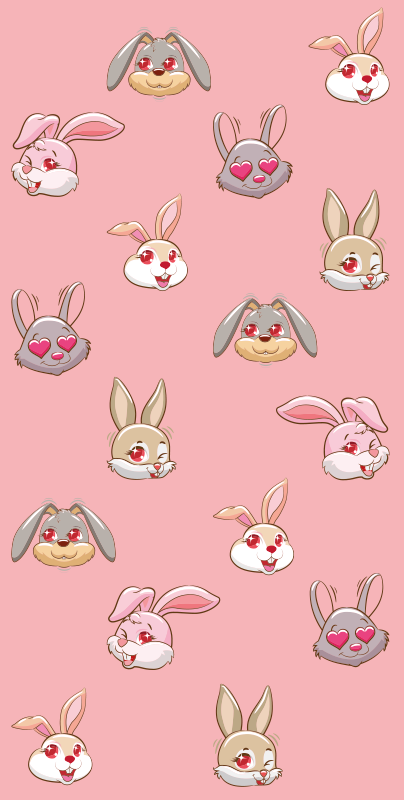 Cute bunny faces animal vinyl rug - TenStickers