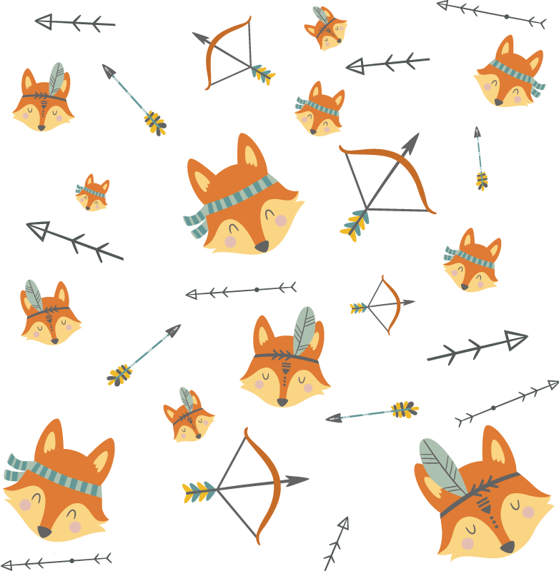 Happy fox faces animal vinyl rug - TenStickers