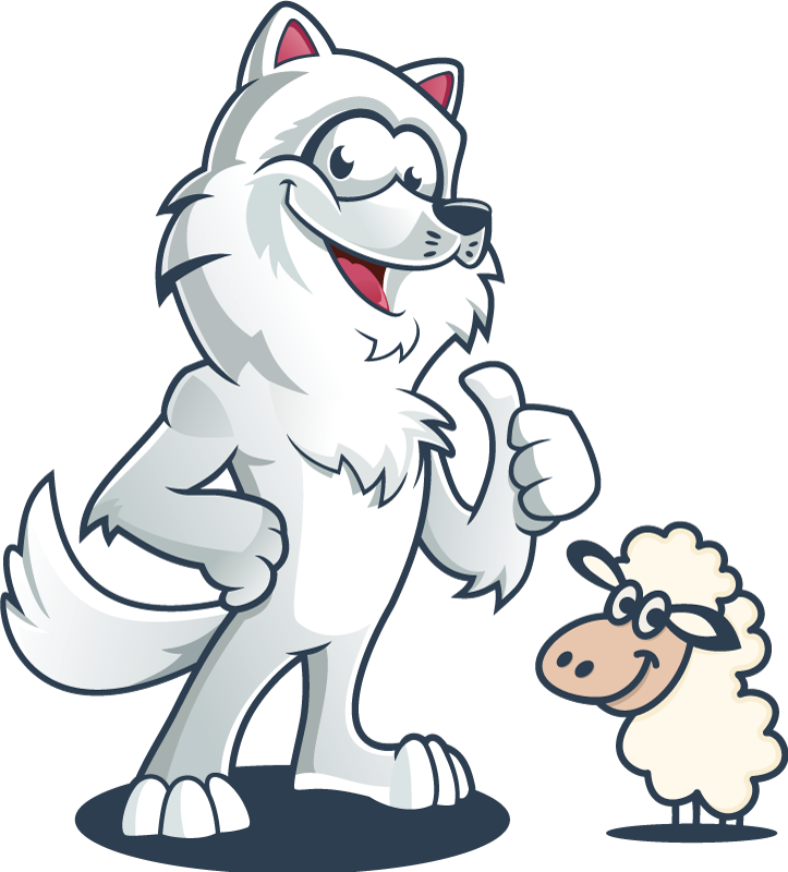 Animal vinyl rug joyful wolf character - TenStickers