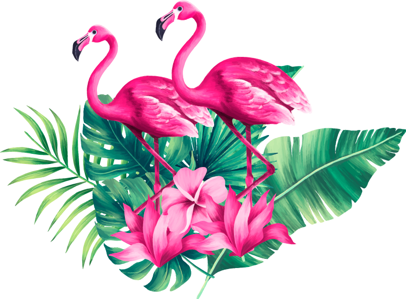 Animal vinyl rug flamingos and foliage design - TenStickers