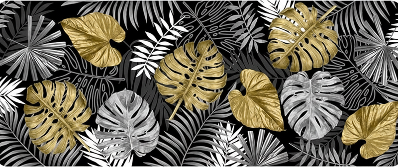 Luxurious gilded jungle kitchen vinyl rug - TenStickers