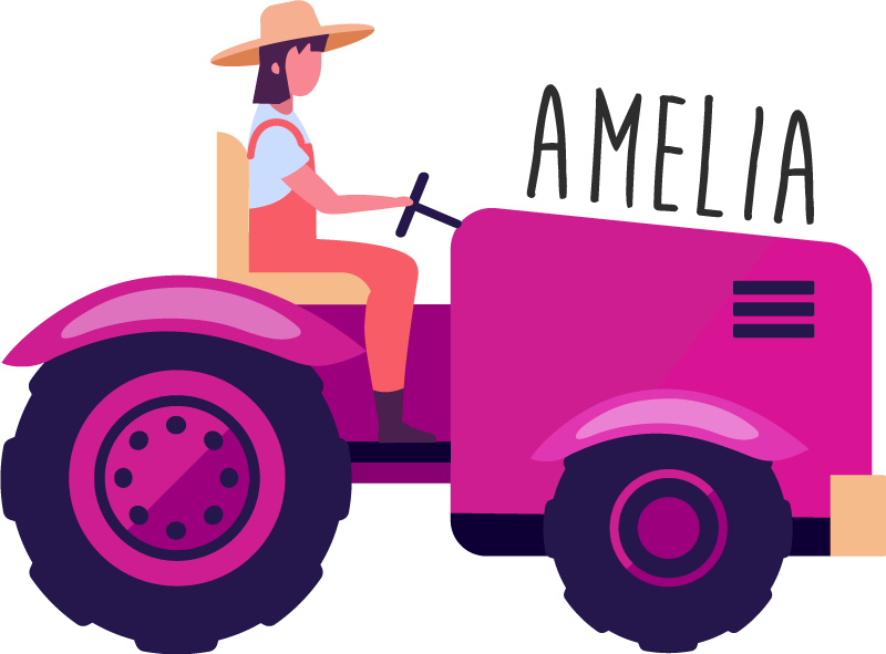 Animal vinyl rug personalized tractor journey - TenStickers