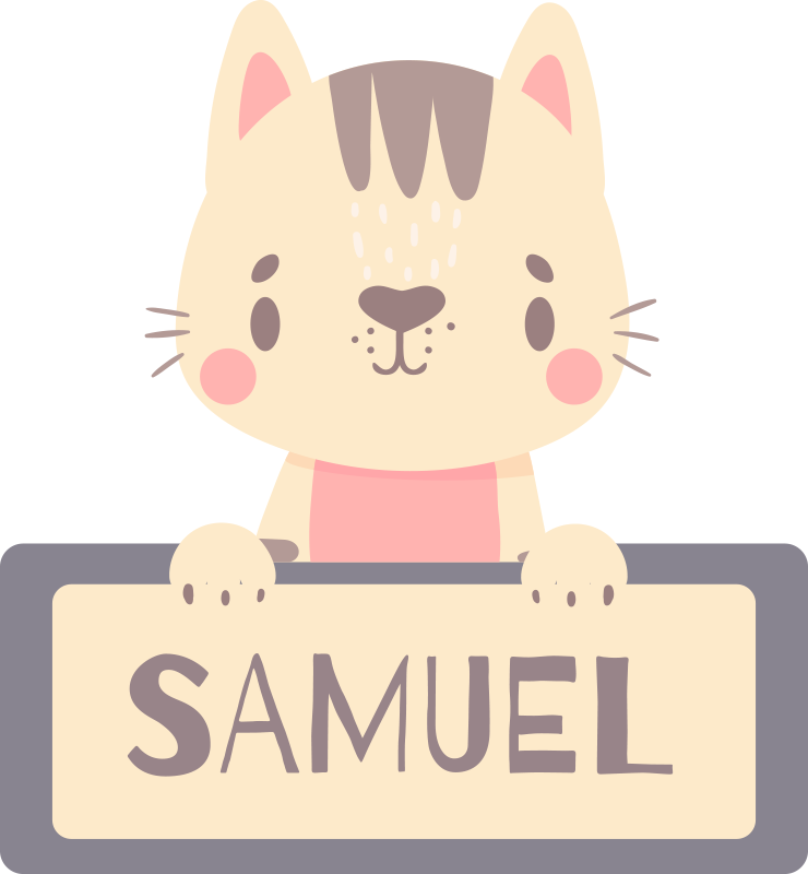 Animal vinyl rug personalized cat name tag - TenStickers