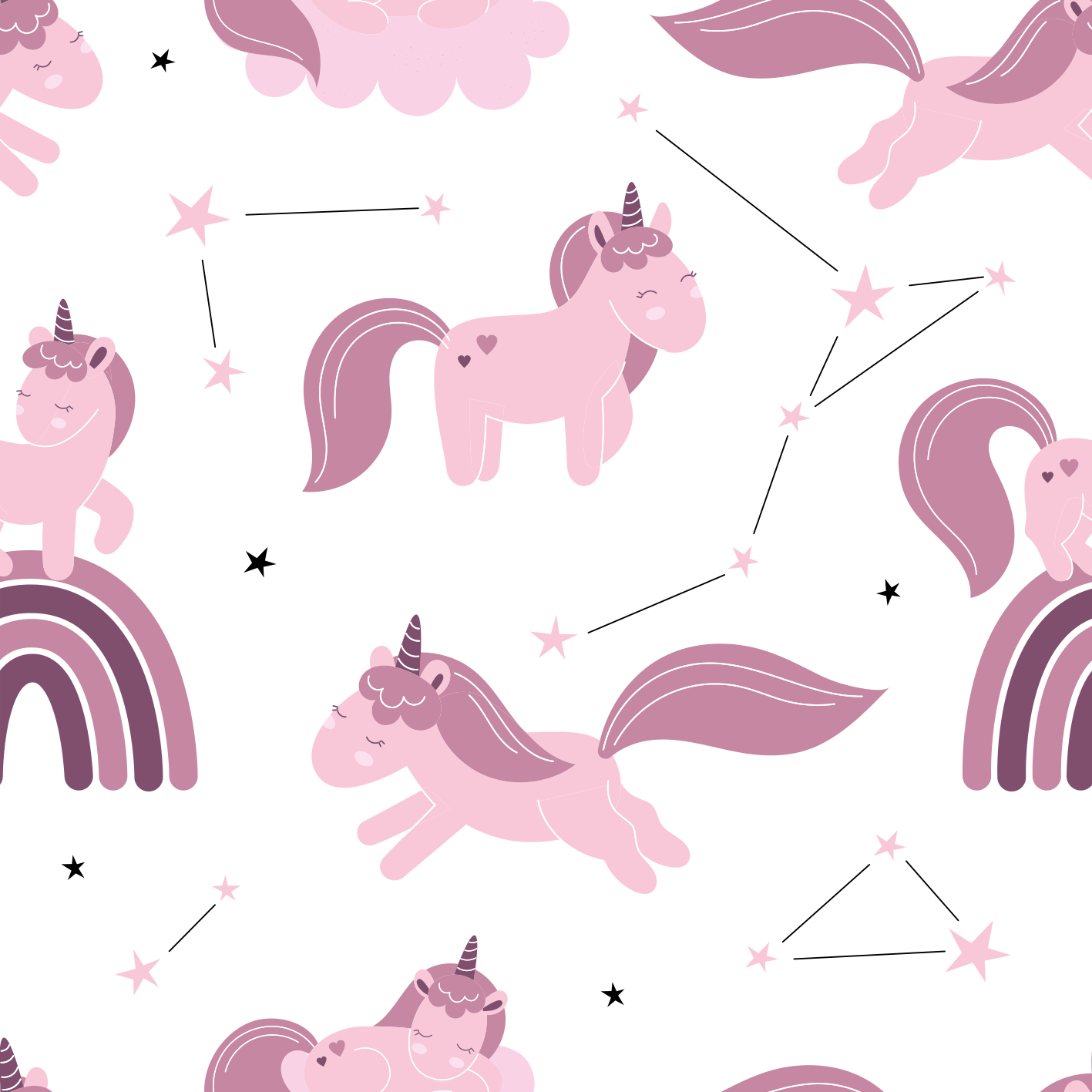 Funny unicorns with star constellations animal vinyl rug - TenStickers
