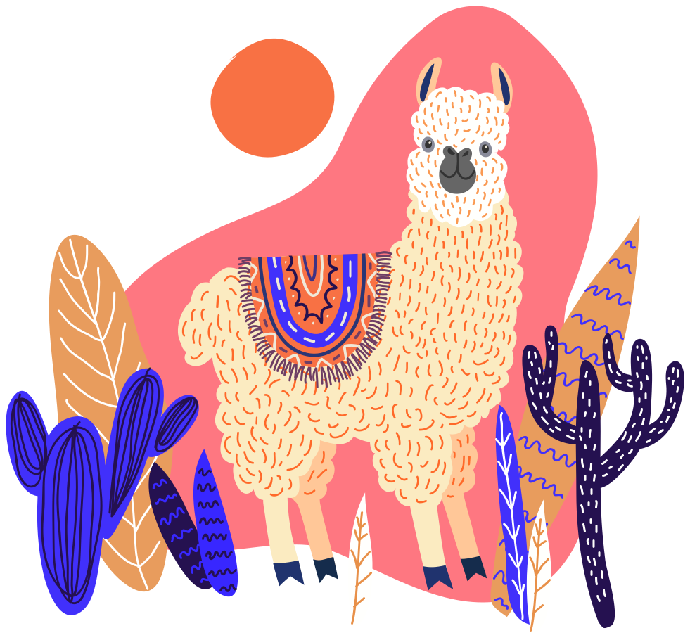 Animal vinyl rug featuring peruvian llama and cactus - TenStickers