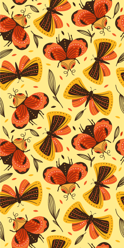 Animal vinyl rug butterfly on flower design - TenStickers