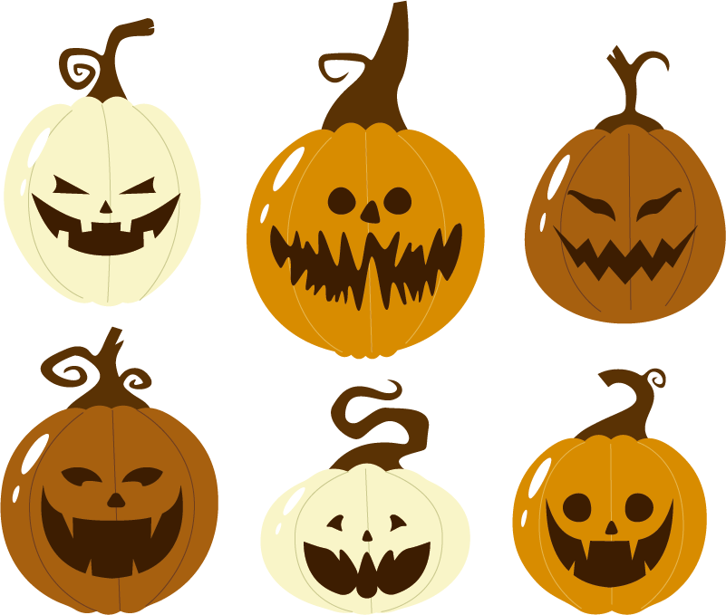Halloween vinyl rug spooky pumpkin face set - TenStickers