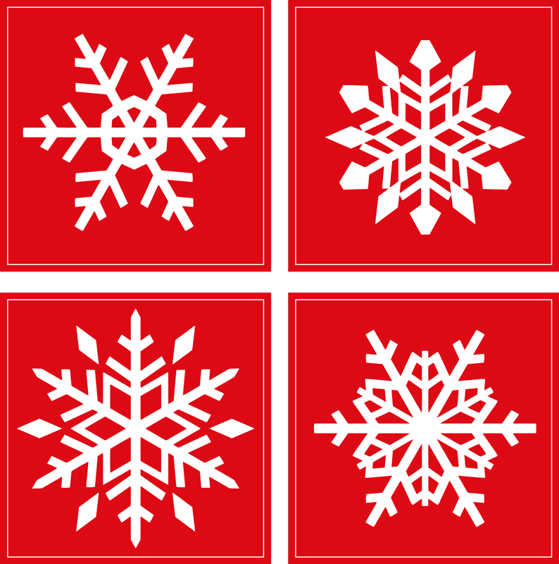 Christmas vinyl rug red snowflakes tiles - TenStickers